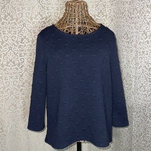 W5 Blouse, 3/4 Sleeve, Navy Blue, Size L, Pretty split in the back!